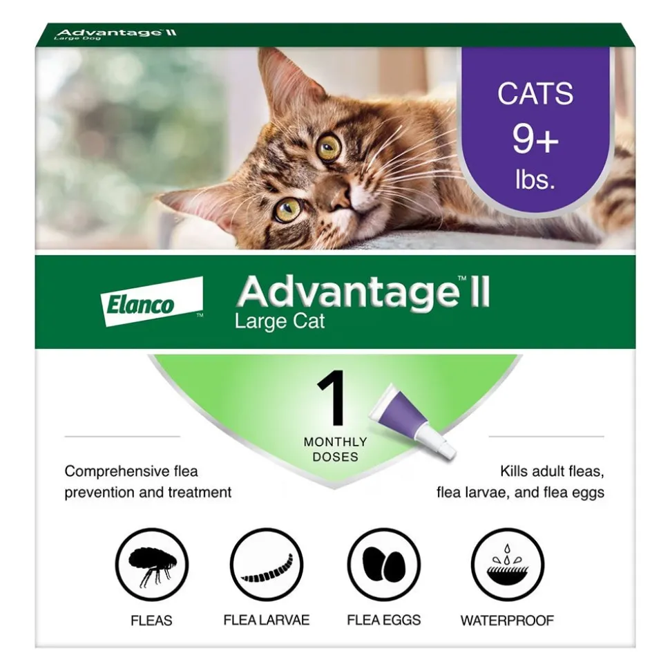 Elanco Advantage II 1-Month Supply Topical Flea Treatment & Prevention for Large Cats Over 9 lbs