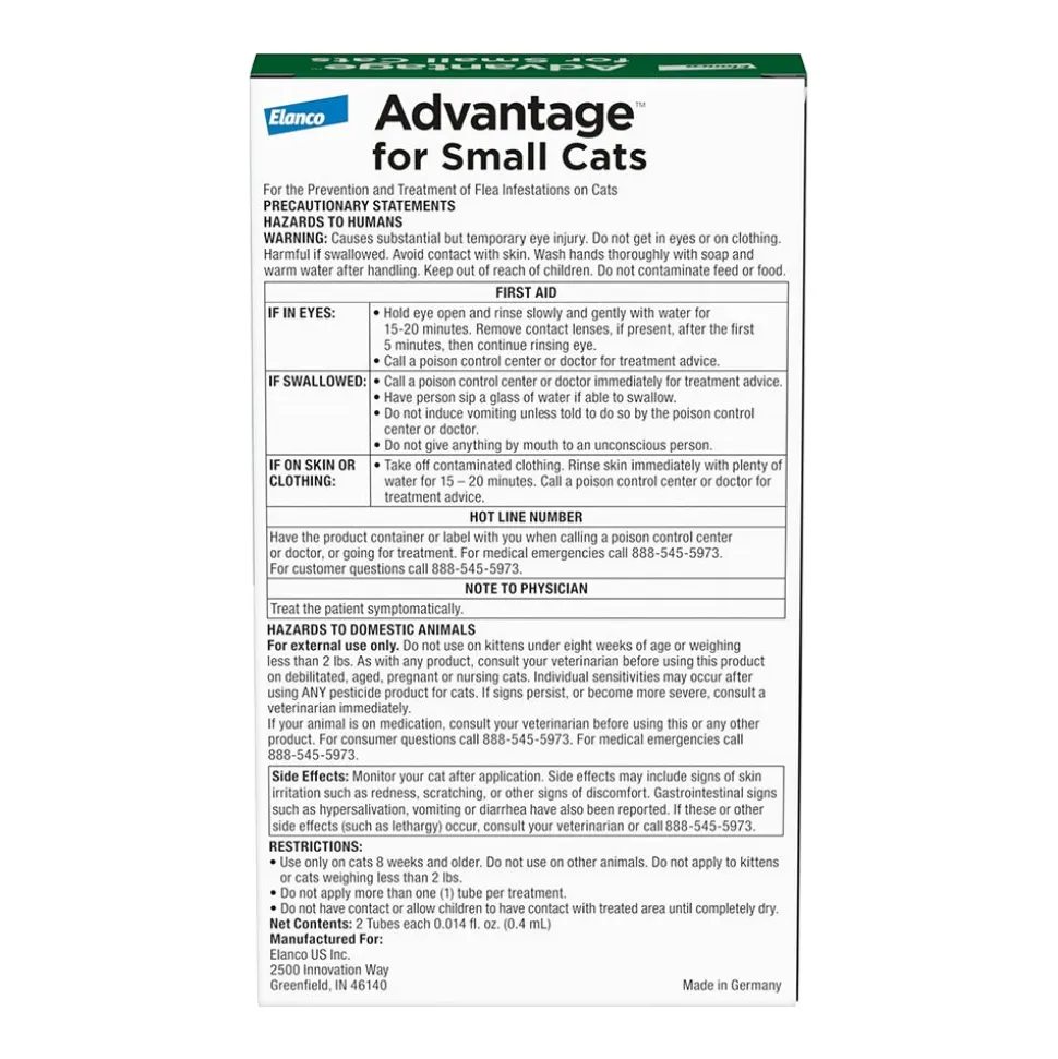 Elanco Advantage 2-Month Supply Topical Flea Treatment for Small Cats 2-9 lbs
