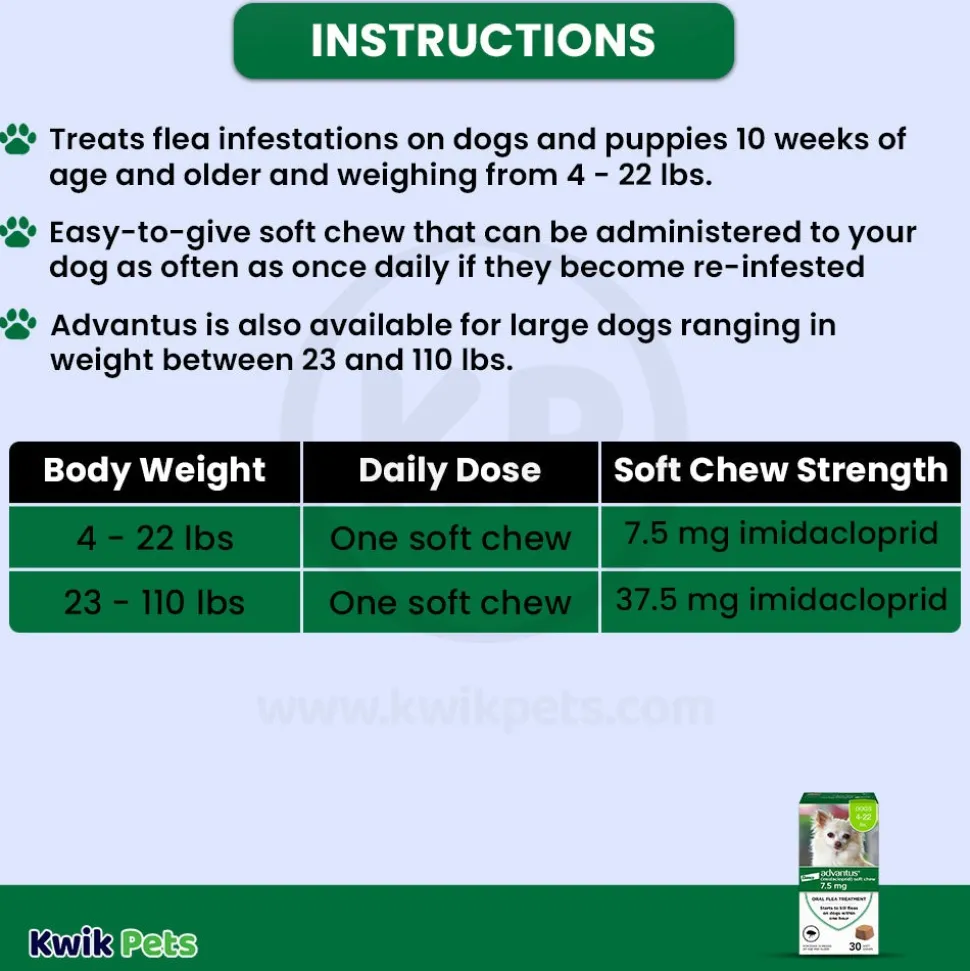 Elanco Advantus Oral Flea Treatment Soft Chews for Small Dogs 4-22 lbs 30 Count