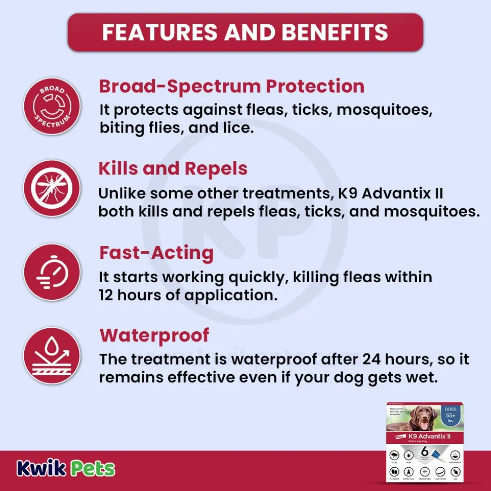 Elanco K9 Advantix II 6-Month Supply Topical Flea, Tick & Mosquito Treatment & Prevention for Extra Large Dogs Over 55 lbs