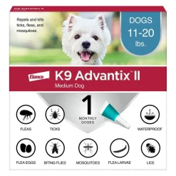 Elanco K9 Advantix II 1-Month Supply Topical Flea, Tick & Mosquito Treatment & Prevention for Medium Dogs 11-20 lbs