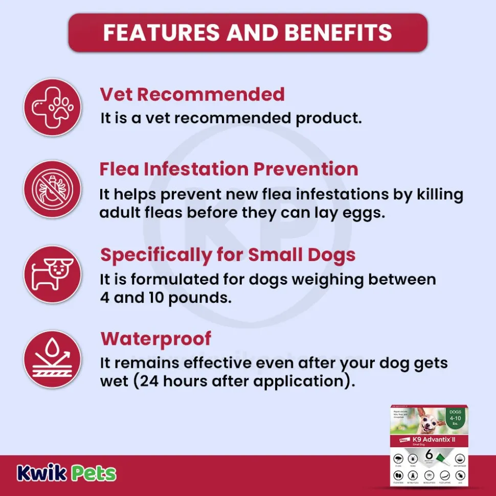 Elanco K9 Advantix II 6-Month Supply Topical Flea, Tick & Mosquito Treatment & Prevention for Small Dogs 4-10 lbs