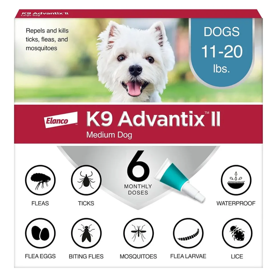 Elanco K9 Advantix II 6-Month Supply Topical Flea, Tick & Mosquito Treatment & Prevention for Medium Dogs 11-20 lbs