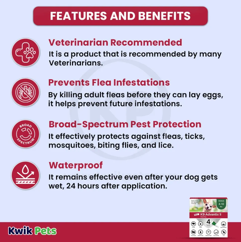 Elanco K9 Advantix II 4-Month Supply Topical Flea, Tick & Mosquito Treatment & Prevention for Small Dogs 4-10 lbs