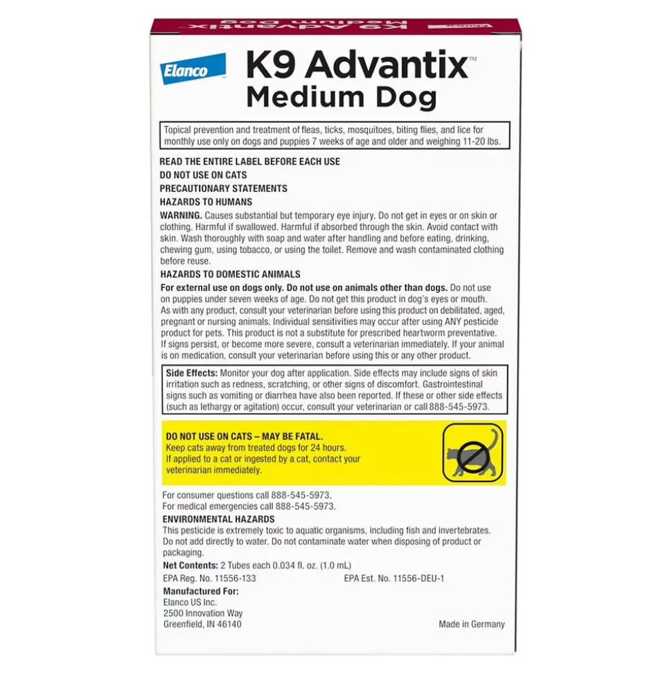 Elanco K9 Advantix 2-Month Supply Topical Flea & Tick Treatment & Prevention for Medium Dogs 11-20 lbs