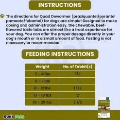 Elanco Quad Dewormer Chewable Tablets for Small Dogs 2-25 lbs 4 Count