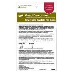 Elanco Quad Dewormer Chewable Tablets for Large Dogs Over 45 lbs 2 Count