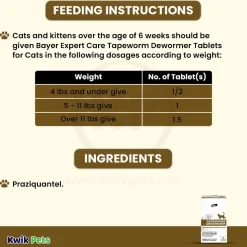 Elanco Tapeworm Dewormer (praziquantel tablets) for Cats & Kittens 3 Count
