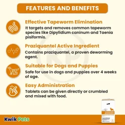 Elanco Tapeworm Dewormer (praziquantel tablets) for Dogs & Puppies 5 Count