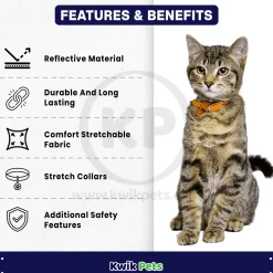 Elasta Cat Reflective Safety Stretch Collar with Reflective Charm Yellow 3/8 In X 10 in