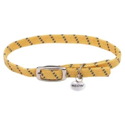 Elasta Cat Reflective Safety Stretch Collar with Reflective Charm Yellow 3/8 In X 10 in