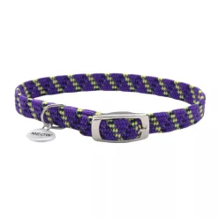 Elasta Cat Reflective Safety Stretch Collar with Reflective Charm Blue 3/8 In X 10 in
