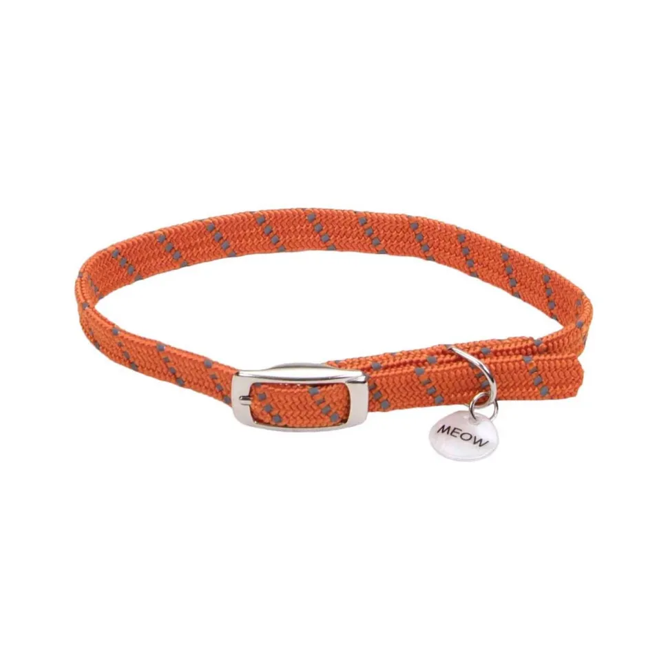 Elasta Cat Reflective Safety Stretch Collar with Reflective Charm Orange, 3/8 In X 10 in