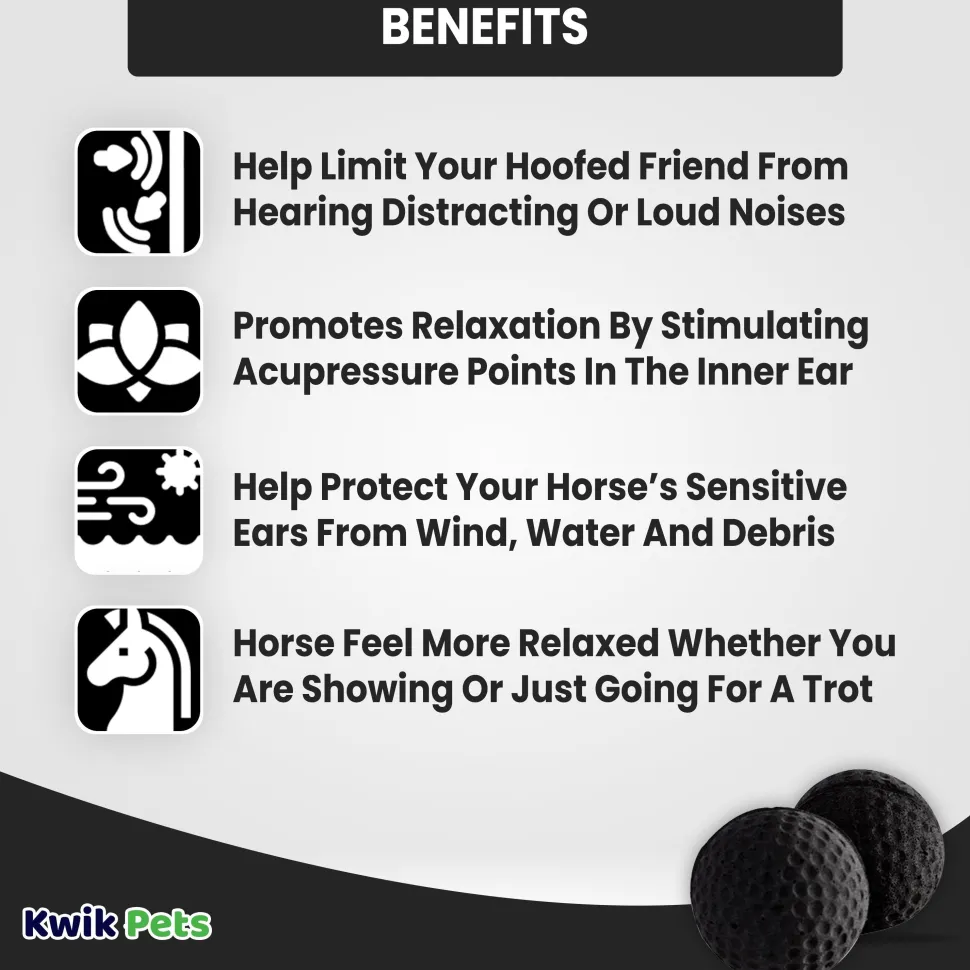 Equine Healthcare International Pony Pomms Horse Ear Plugs Black 2 Count