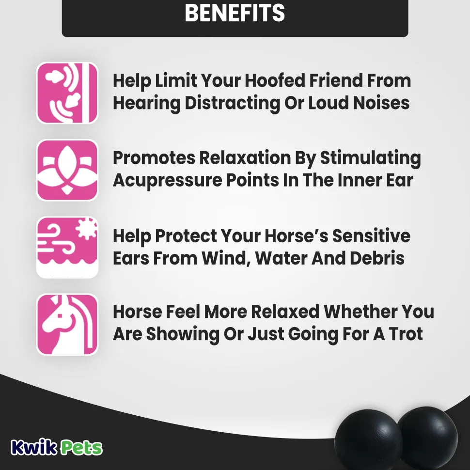 Equine Healthcare International Pony Smooth Style Pomms Horse Ear Plugs Black 4 Count