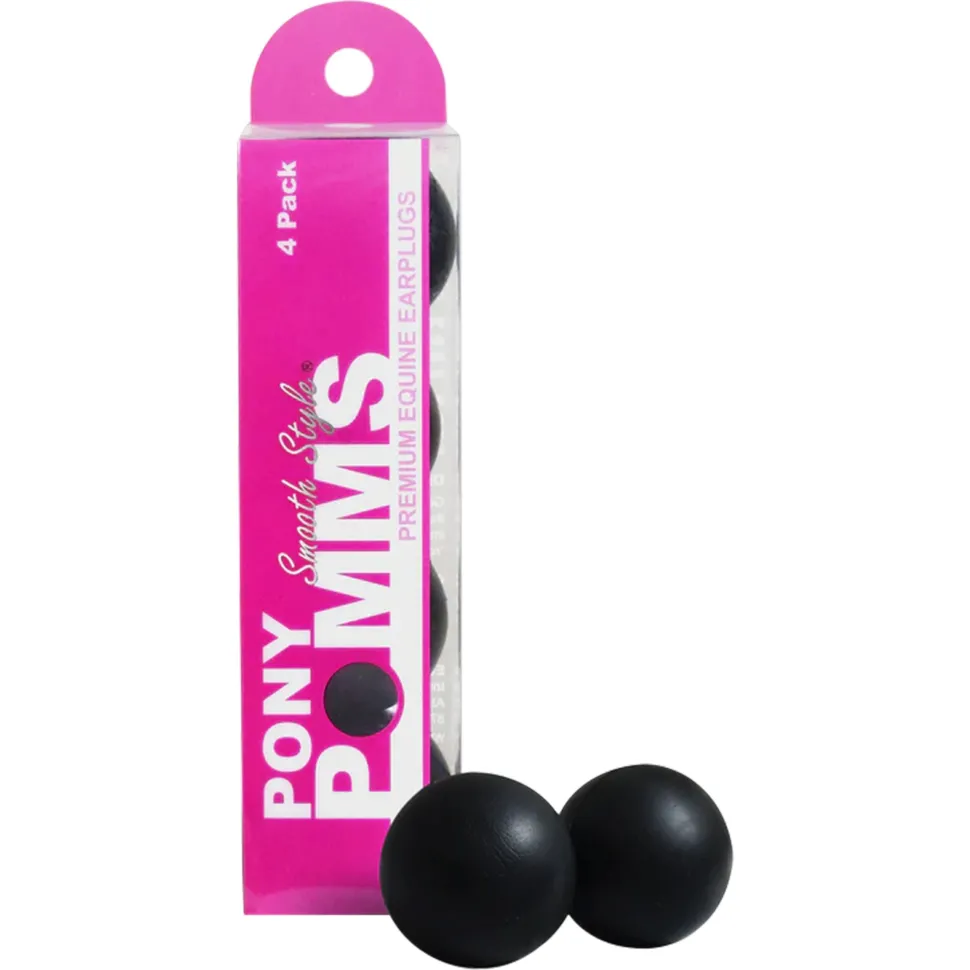 Equine Healthcare International Pony Smooth Style Pomms Horse Ear Plugs Black 4 Count