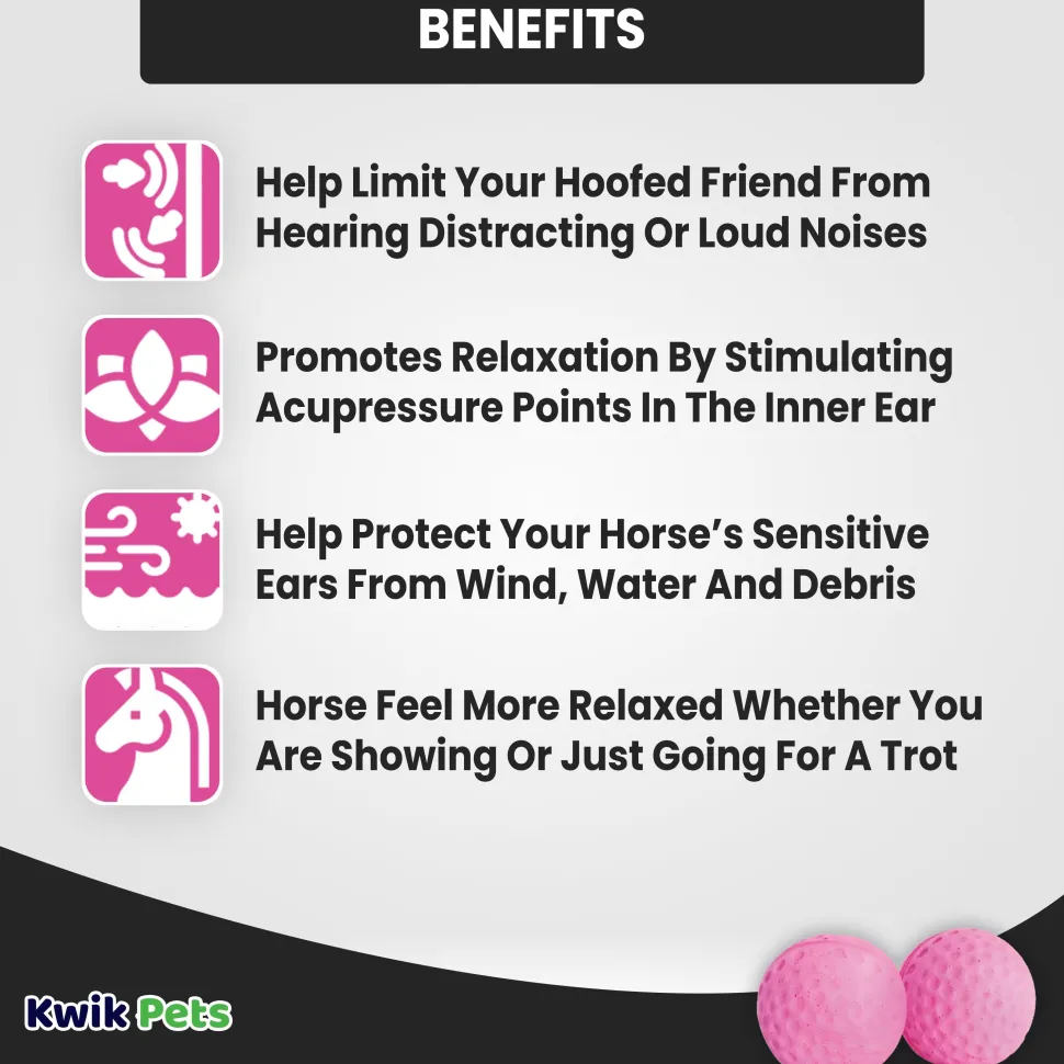 Equine Healthcare International Pony Pomms Horse Ear Plugs Pink 2 Count