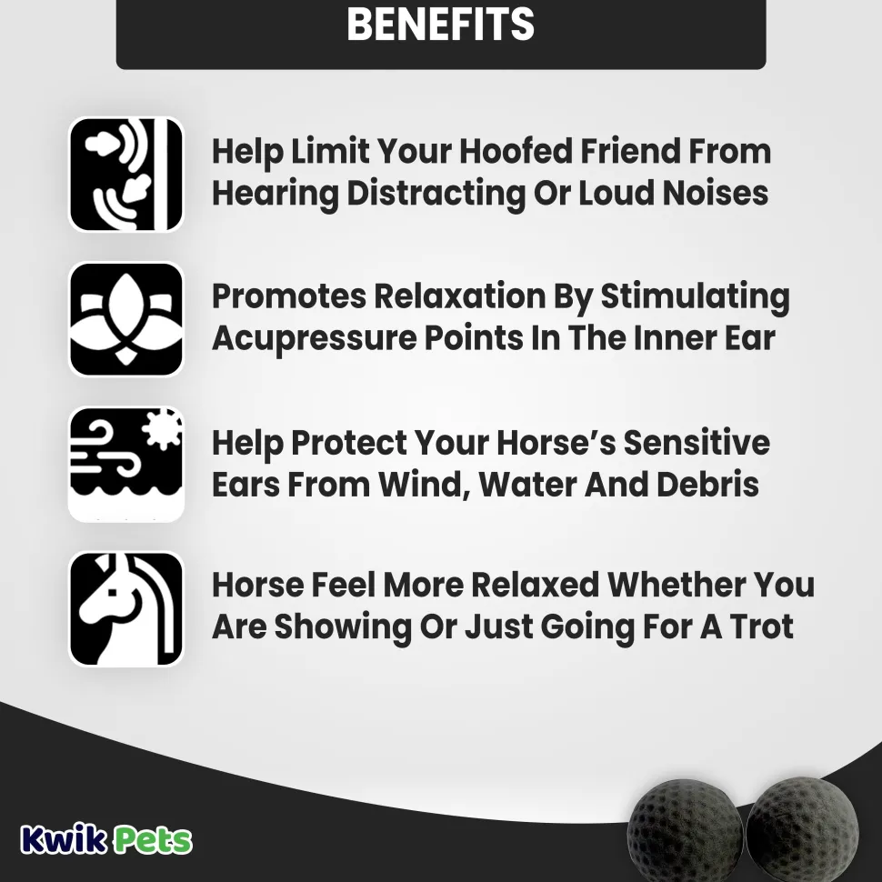 Equine Healthcare International Pomms Horse Ear Plugs Black 2 Count