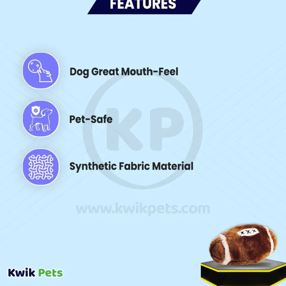 Ethical Pet Plush Dog Toy Football 4.5-in