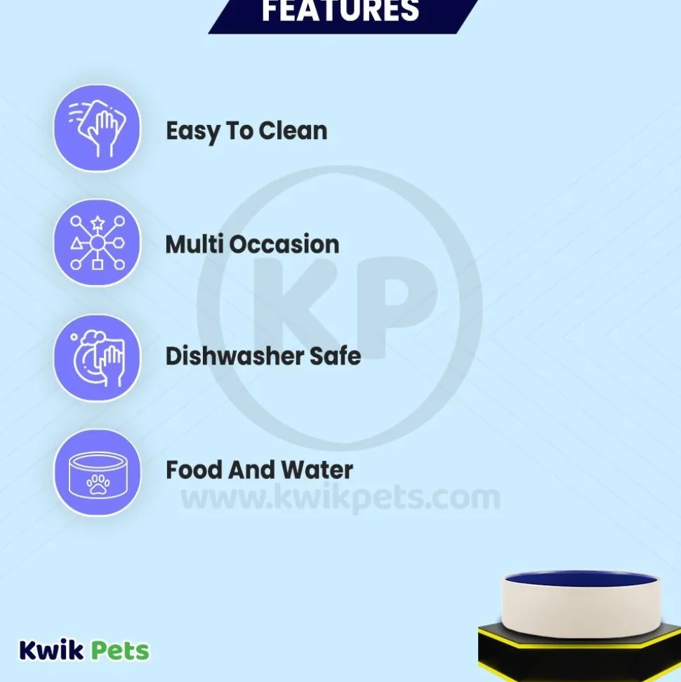 Ethical Pet Standard Crock Dog Bowl Blue 9.5-in