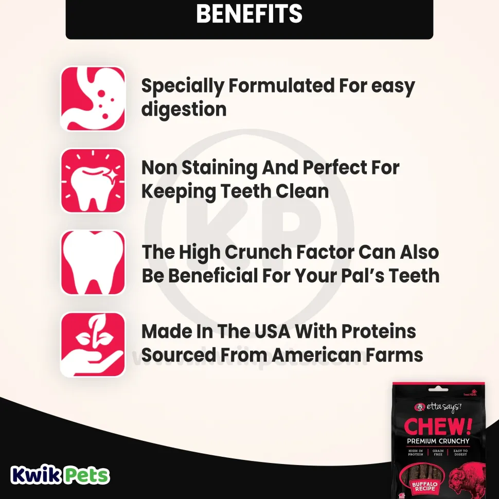 Etta Says! Chew! Premium Crunchy Buffalo Dog Treats 4.5-oz