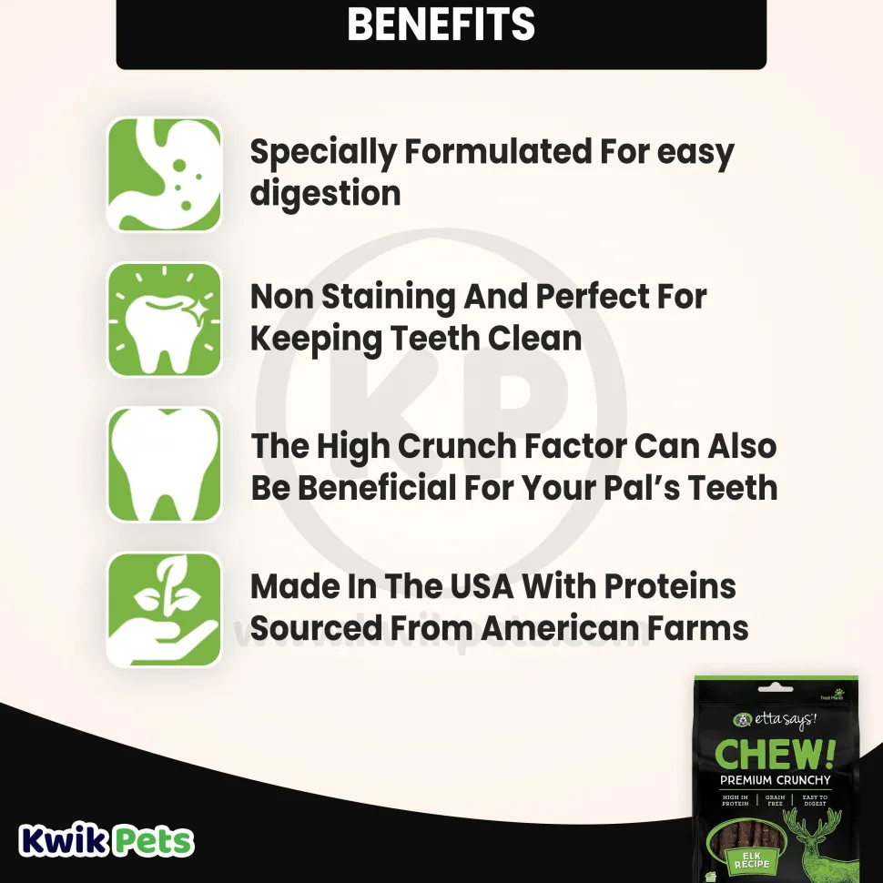 Etta Says! Chew! Premium Crunchy Elk Dog Treats 4.5-oz