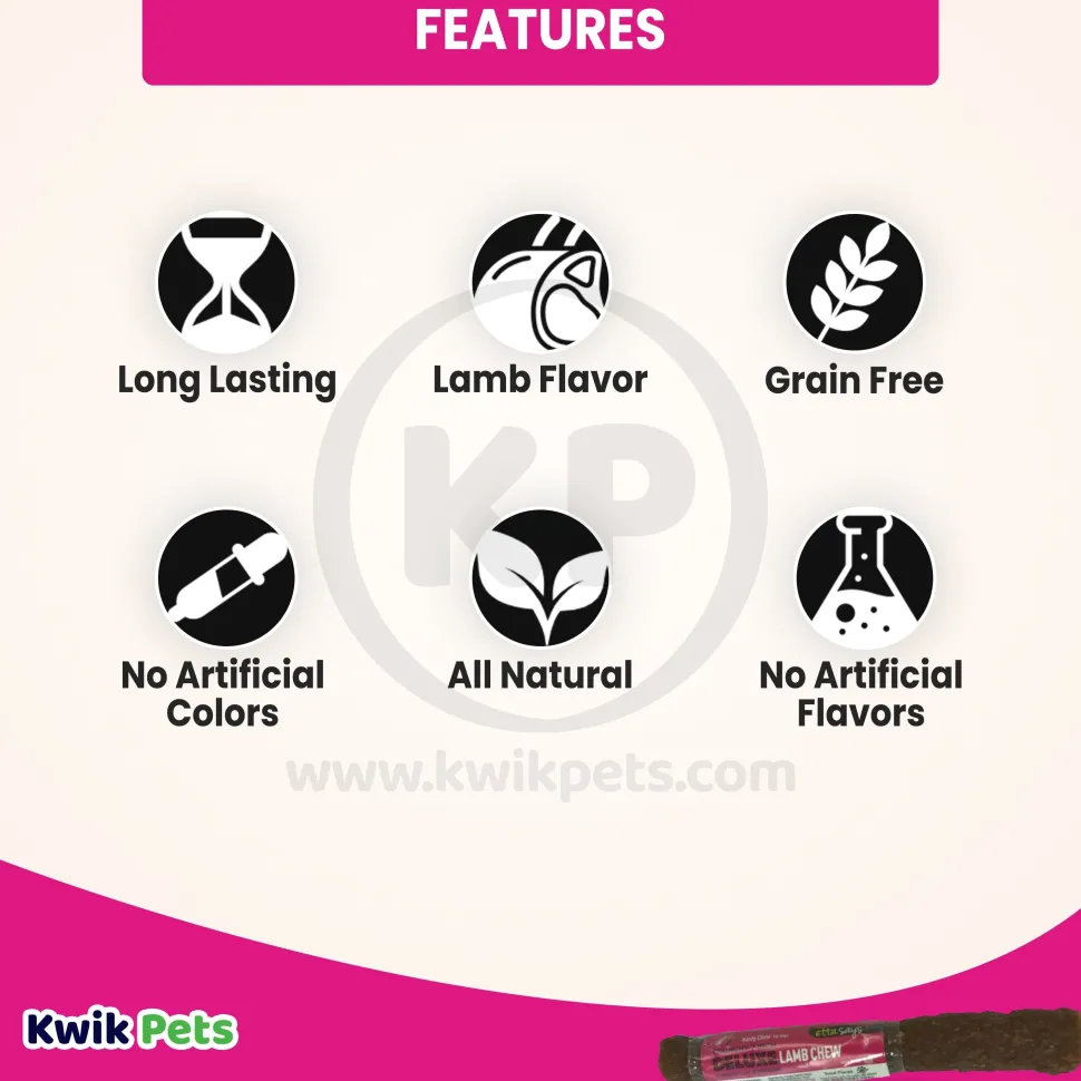 Etta Says! Deluxe Lamb Chews Dog Treat 7-in
