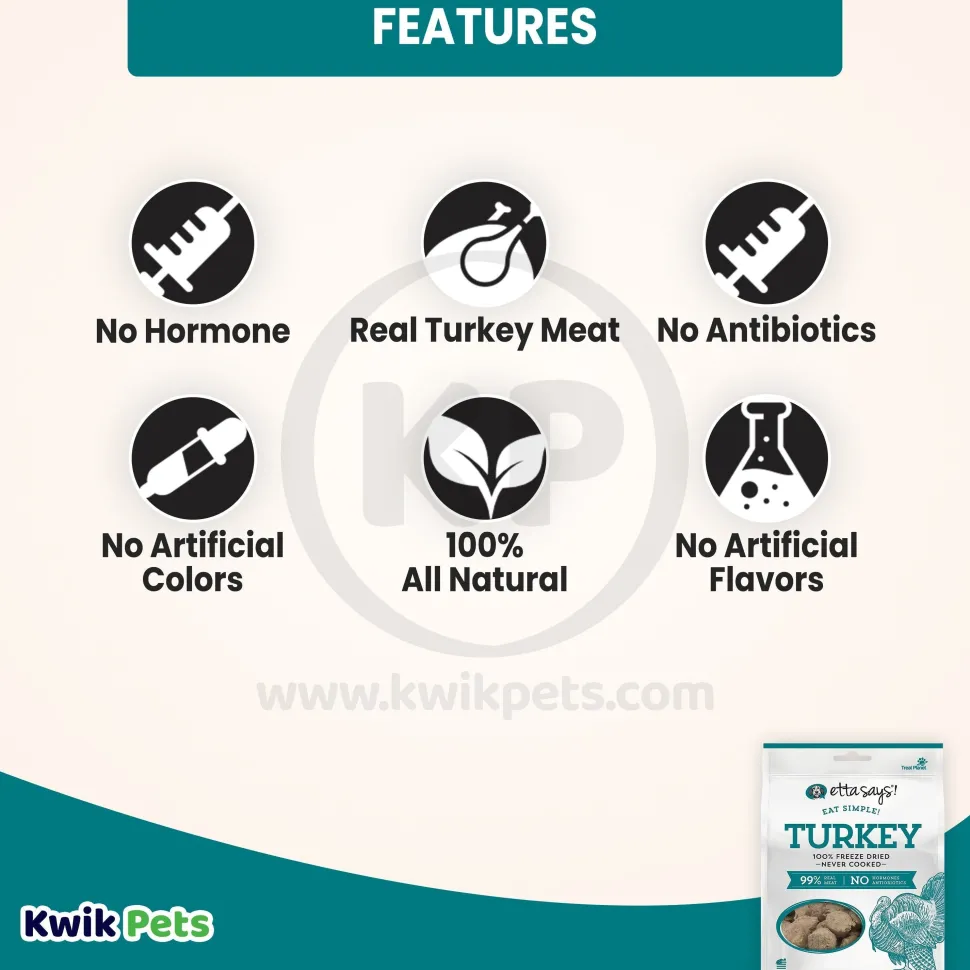 Etta Says! Eat Simple 100% Freeze Dried Never Cooked Turkey Dog Treats 2.5-oz