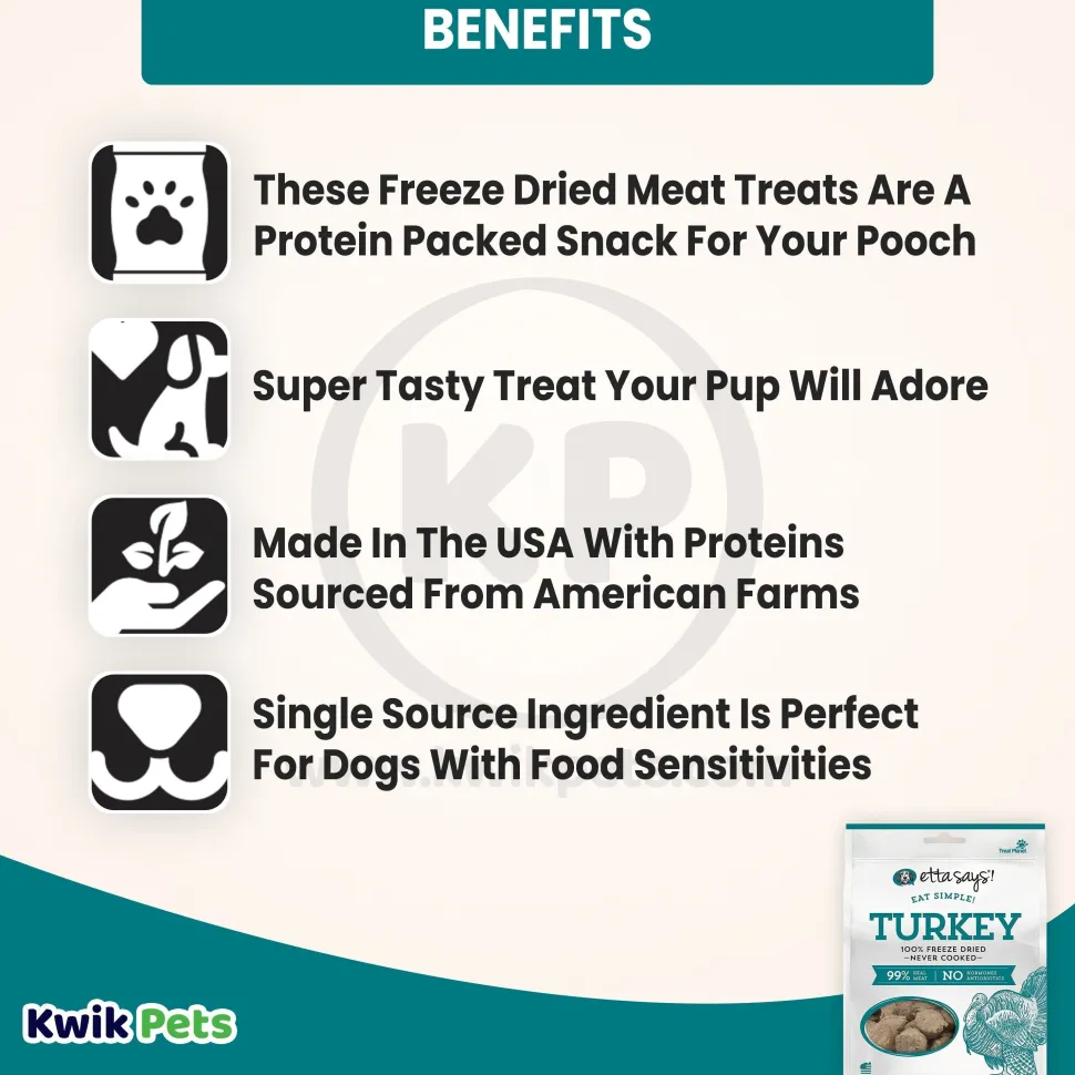 Etta Says! Eat Simple 100% Freeze Dried Never Cooked Turkey Dog Treats 2.5-oz