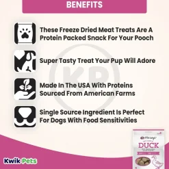 Etta Says! Eat Simple 100% Freeze Dried Never Cooked Duck Dog Treats 2.5-oz