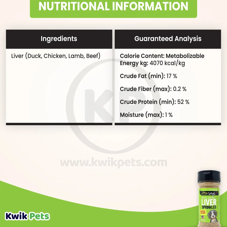 Etta Says! Liver Sprinkles 100% All Natural Dog Food Topper 3.0-oz