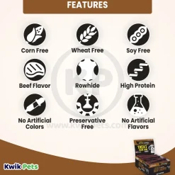Etta Says! Premium Crunchy Beef Chews Dog Treat 4-in 36 Count