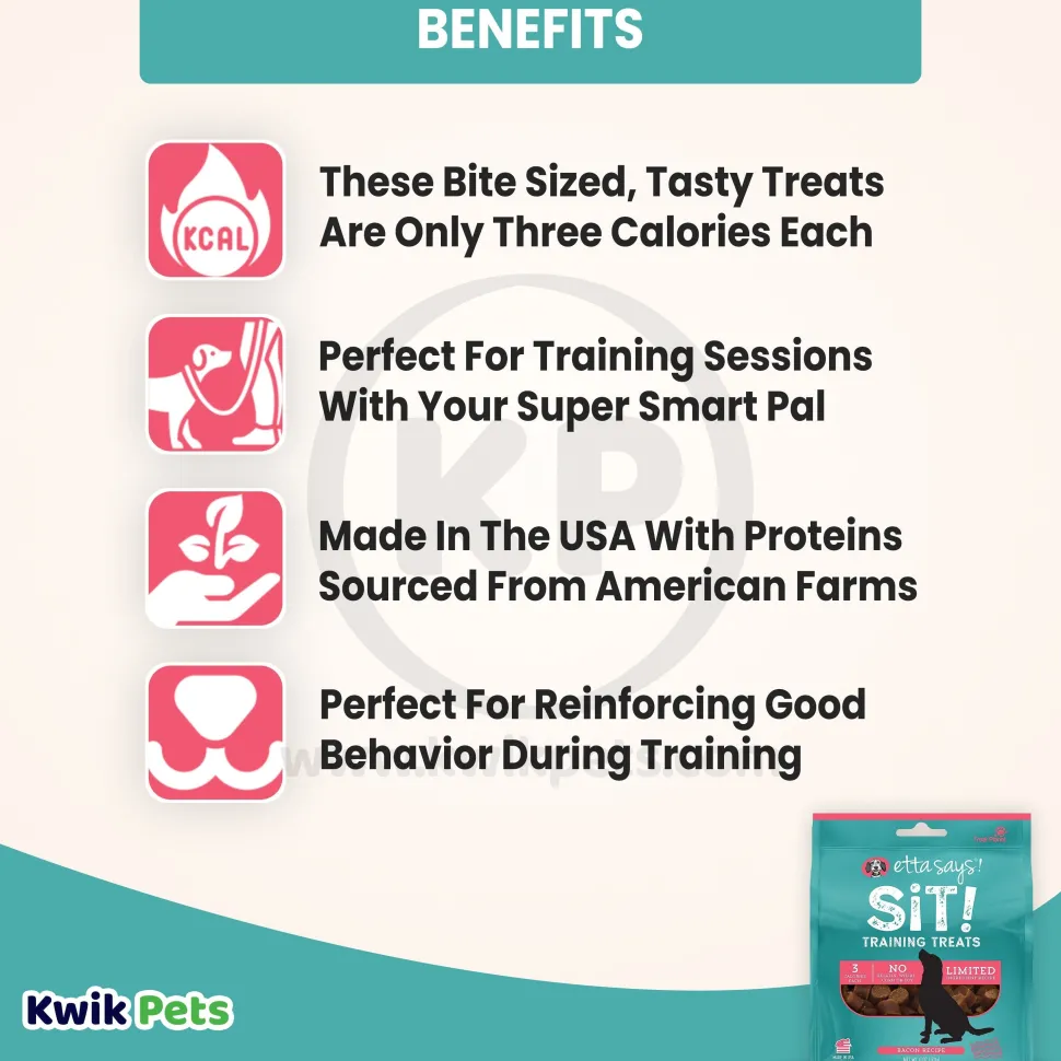 Etta Says! Sit! Dog Training Treats Bacon Recipe 6-oz