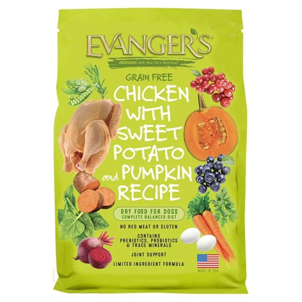 Evanger's Grain-Free Chicken with Sweet Potato & Pumpkin Recipe Dry Dog Food 4.4-lb