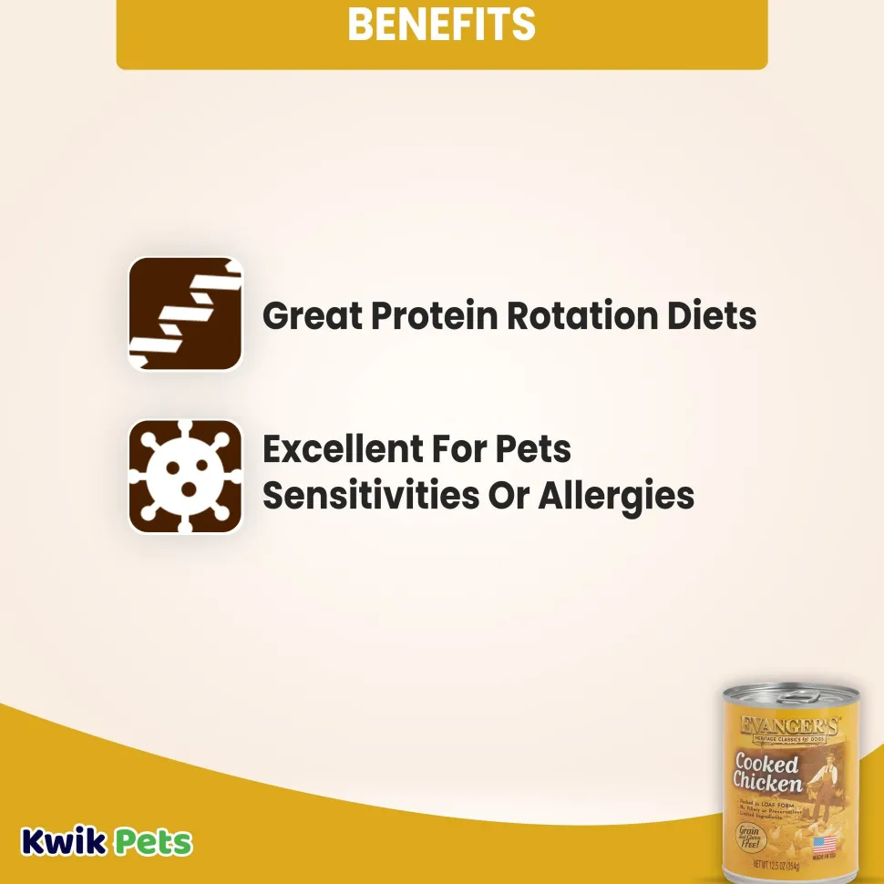 Evanger's Heritage Classic Grain-Free Wet Dog Food Cooked Chicken 12.5-oz