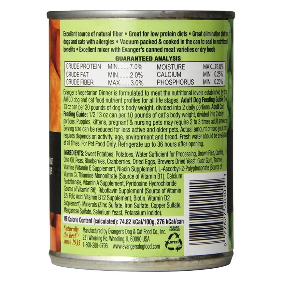 Evanger's Super Premium Vegetarian Complete Balanced Dinner Dog & Cat Wet Food 12.8-oz