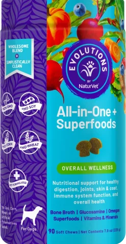 Evolutions by NaturVet All-in-One Plus Superfoods Soft Chews for Dogs 90 Count 7.9-oz
