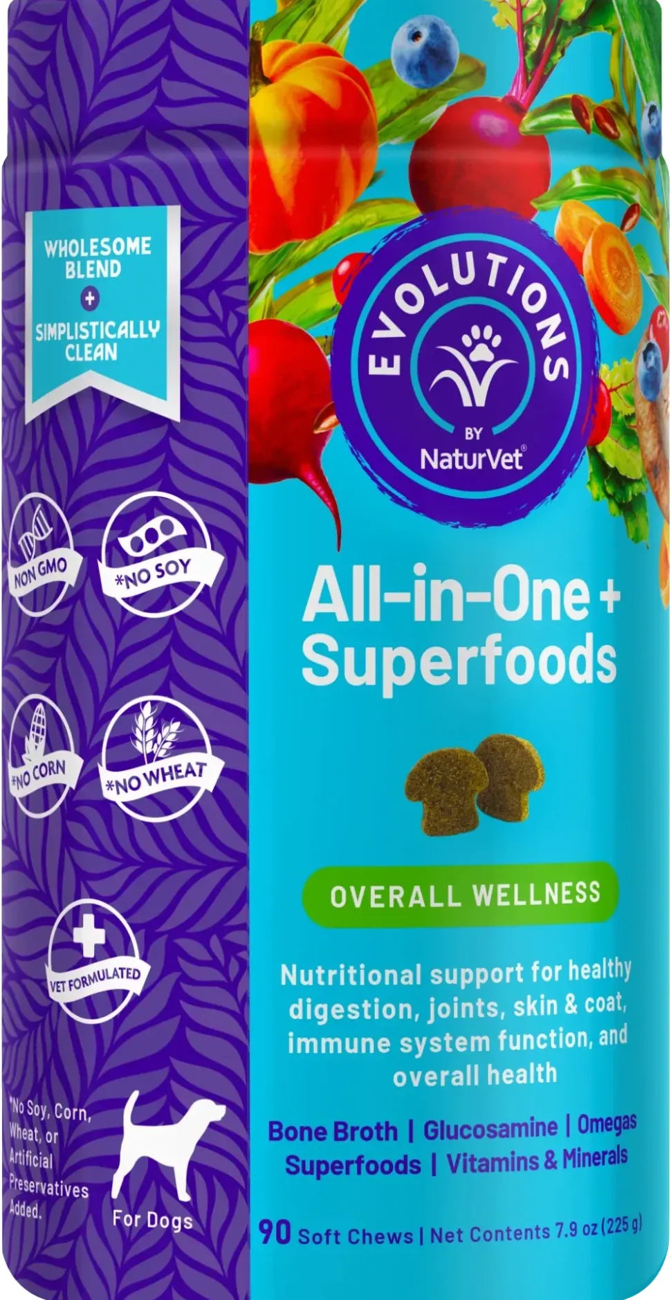 Evolutions by NaturVet All-in-One Plus Superfoods Soft Chews for Dogs 90 Count 7.9-oz