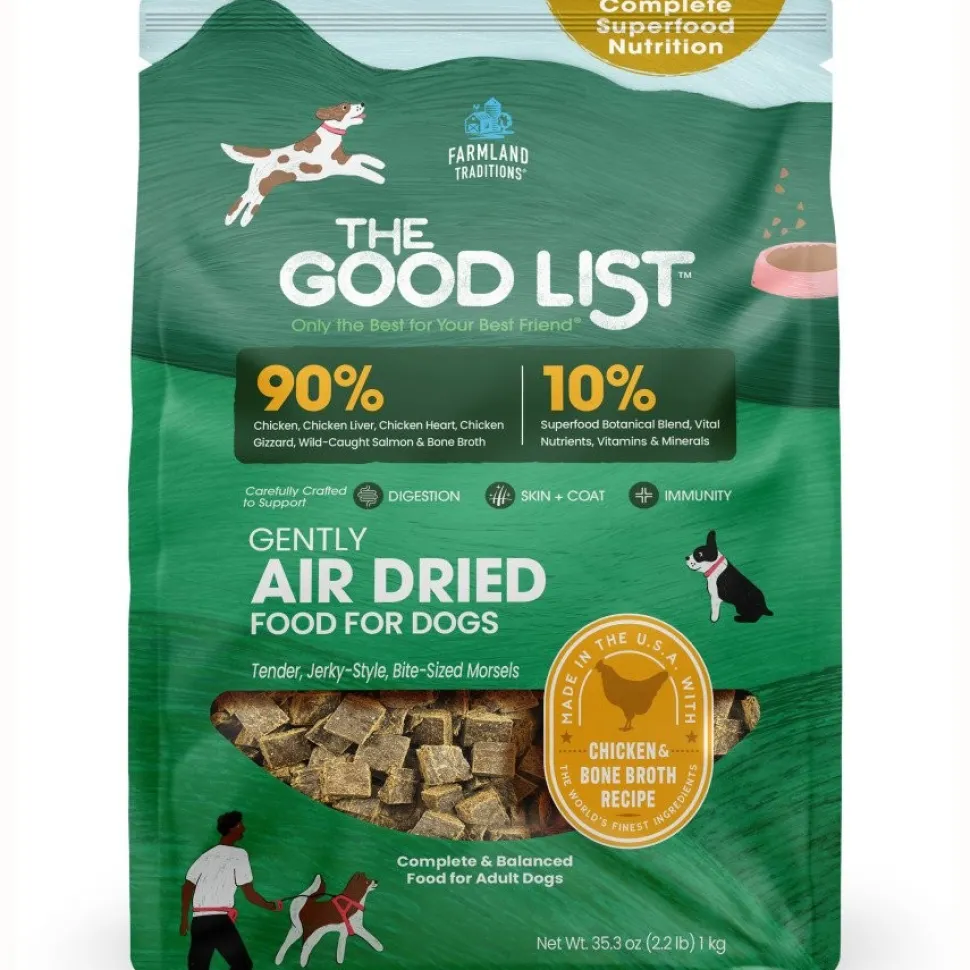 Farmland Traditions The Good List Gently Air-Dried Adult Dog Food Chicken & Bone Broth Recipe 2.2-lb