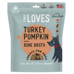 Farmland Traditions Tiny Loves Jerky Dog Treats Turkey & Pumpkin with Bone Broth 16-oz