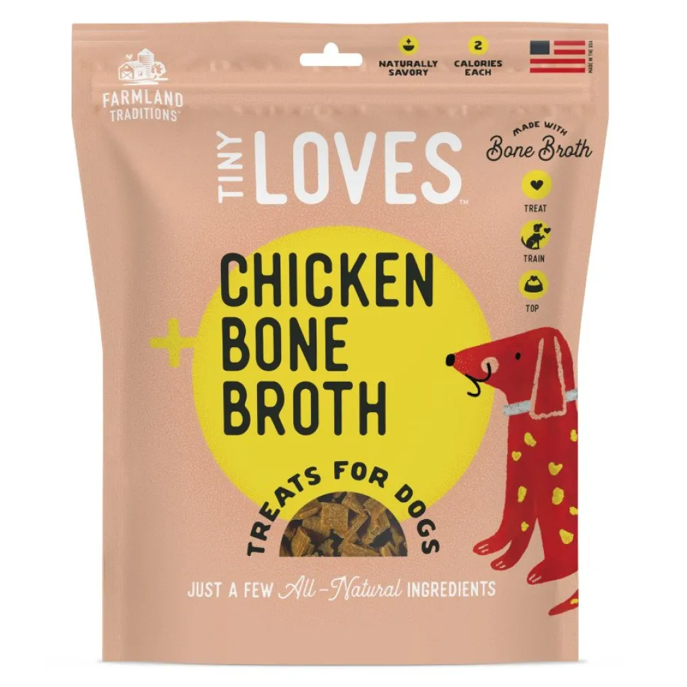 Farmland Traditions Tiny Loves Jerky Dog Treats Chicken with Bone Broth 16-oz