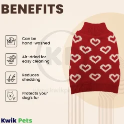 Fashion Pet Allover Hearts Dog Sweater Red Small