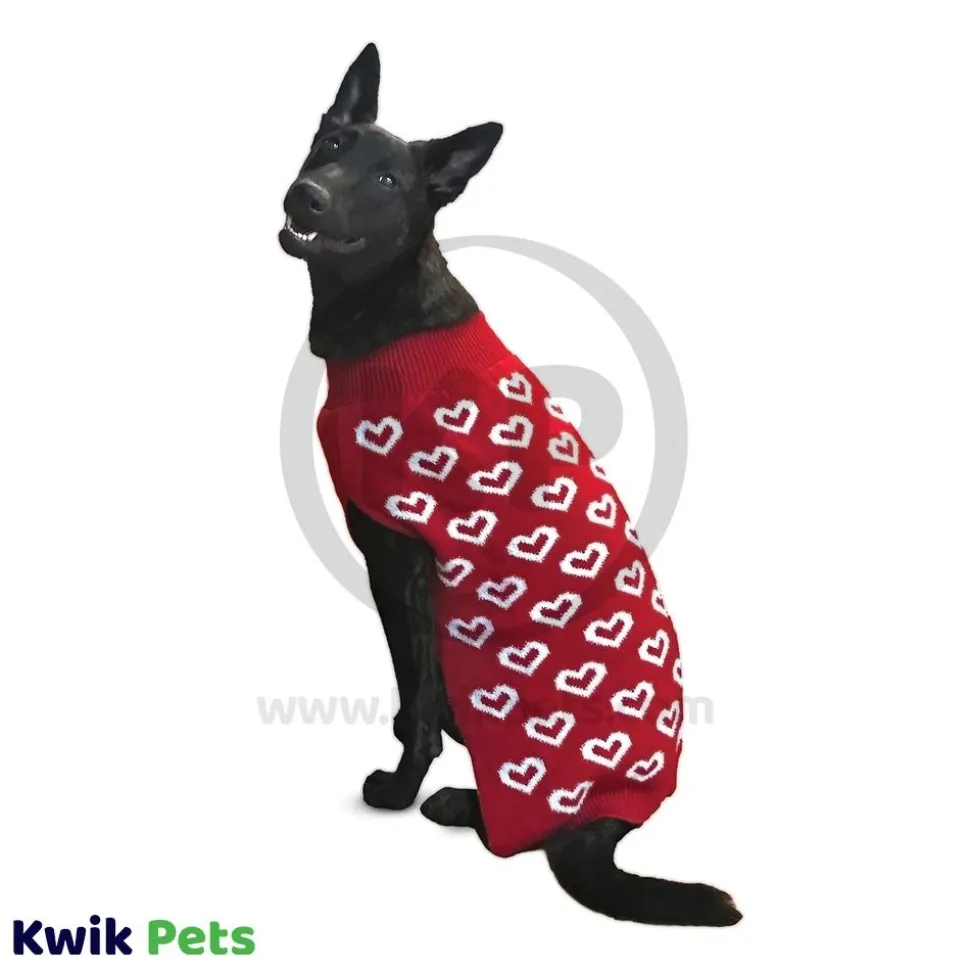 Fashion Pet Allover Hearts Dog Sweater Red Small