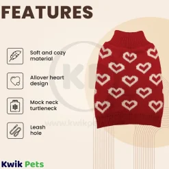Fashion Pet Allover Hearts Dog Sweater Red Small