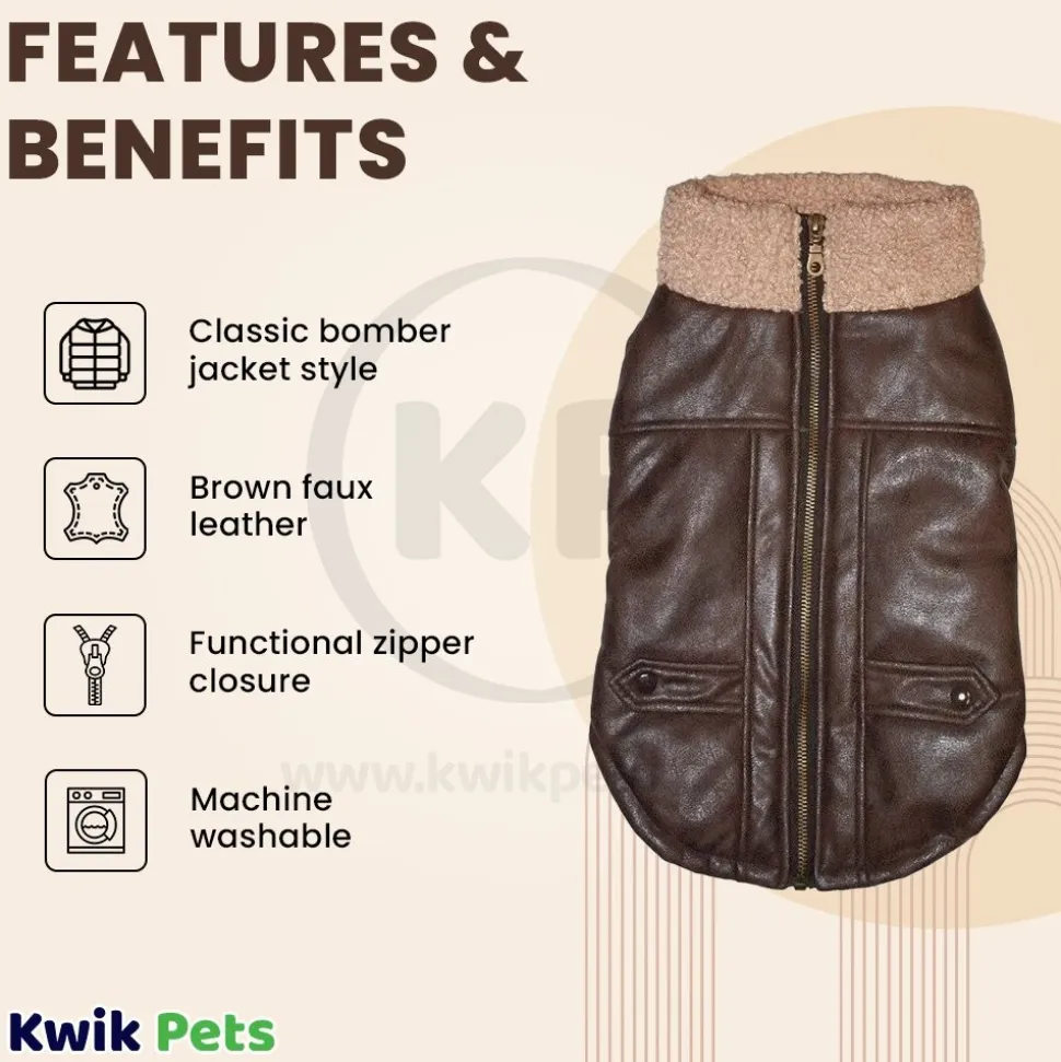 Fashion Pet Bomber Jacket Brown Extra-Large