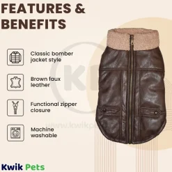 Fashion Pet Bomber Jacket Brown Small