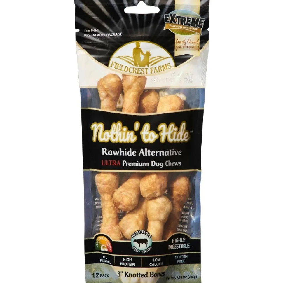 Fieldcrest Farms Nothin' To Hide Ultra Knotted Bone Dog Treat Beef 3 in 12 Count