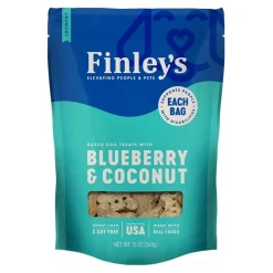 Finley's Crunchy Biscuits Dog Treats Blueberry & Coconut 12-oz