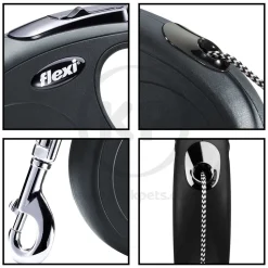 Flexi Classic Nylon Cord Dog Leash Black Large 16-ft Up To 132-lb