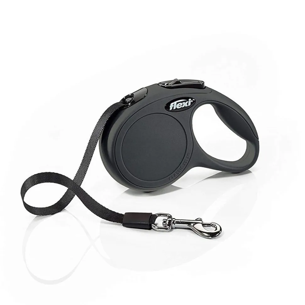 Flexi Classic Nylon Cord Dog Leash Black Small 16-ft Up To 33-lb